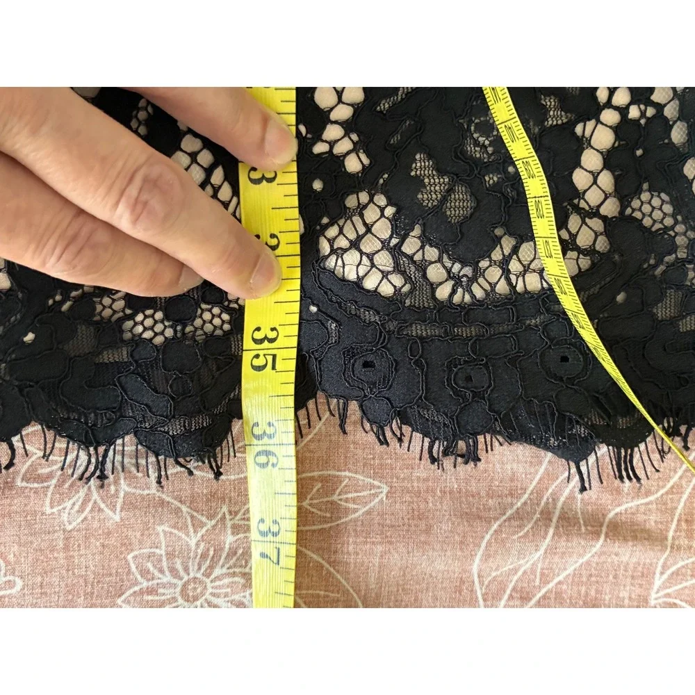J. Crew Collection Black Floral Lace Sheath Dress F9096 Eyelash Fringe Trim Sz 0